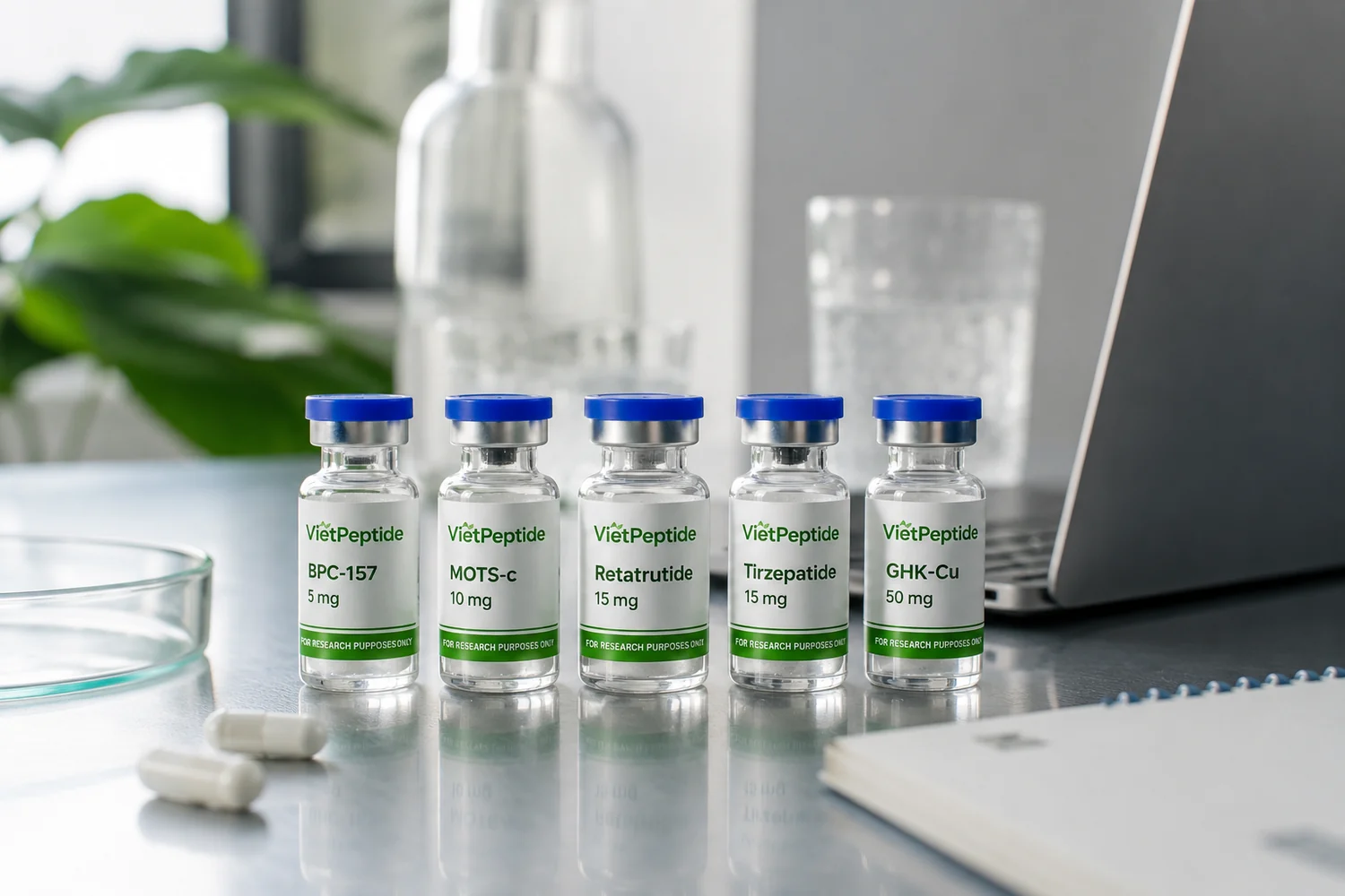Sản phẩm VietPeptide trên bàn